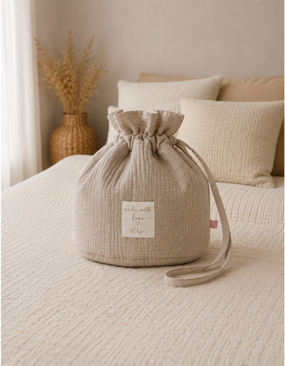 Portable storage basket, organic cotton