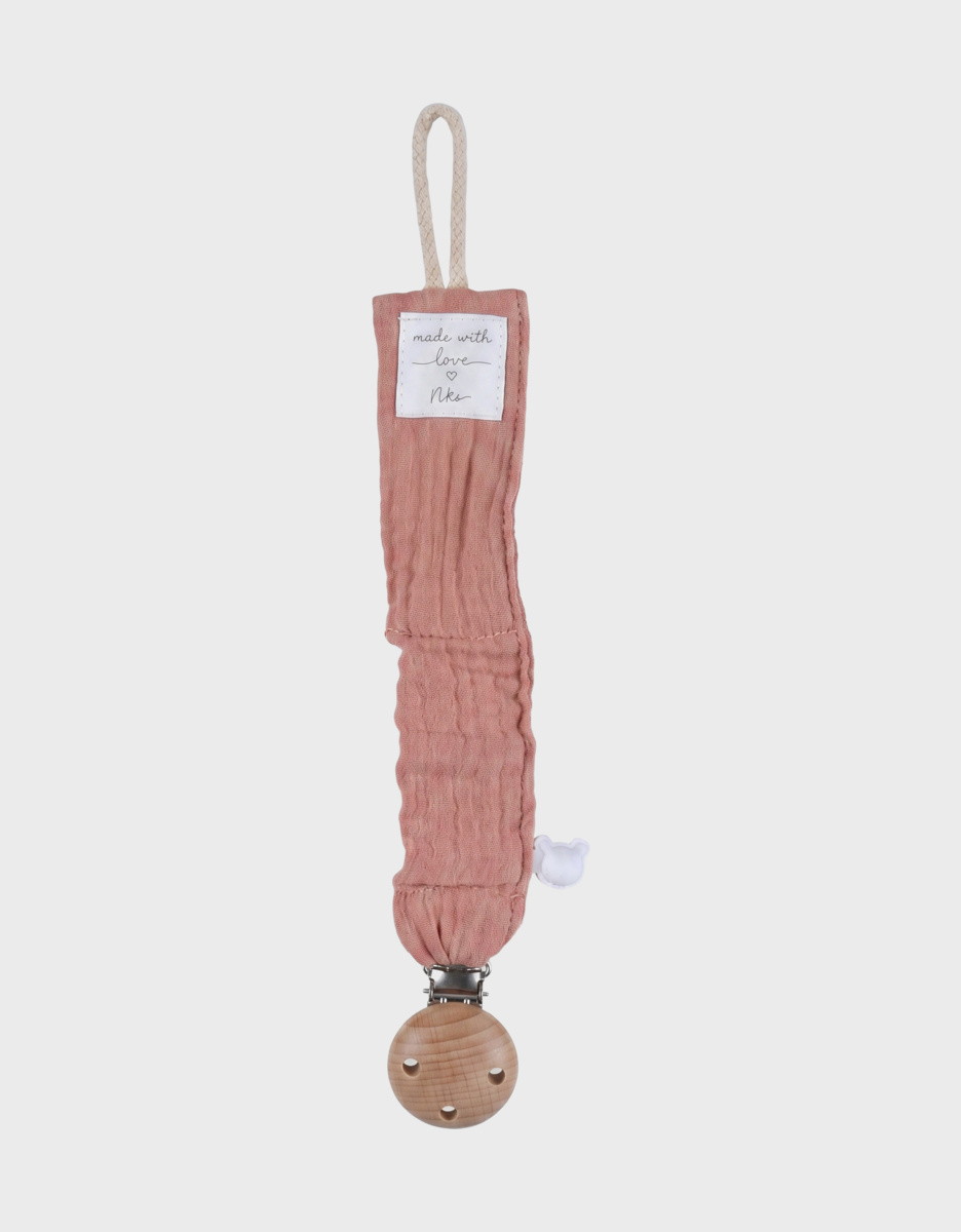 Universal pacifier clip - Organic cotton - Pink