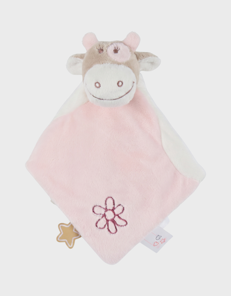 Doudou vache rose Lola avec pochon cadeau
