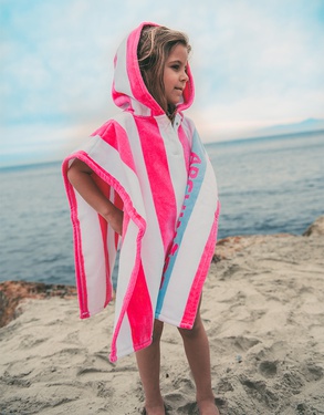 Poncho Striped Terry Pink