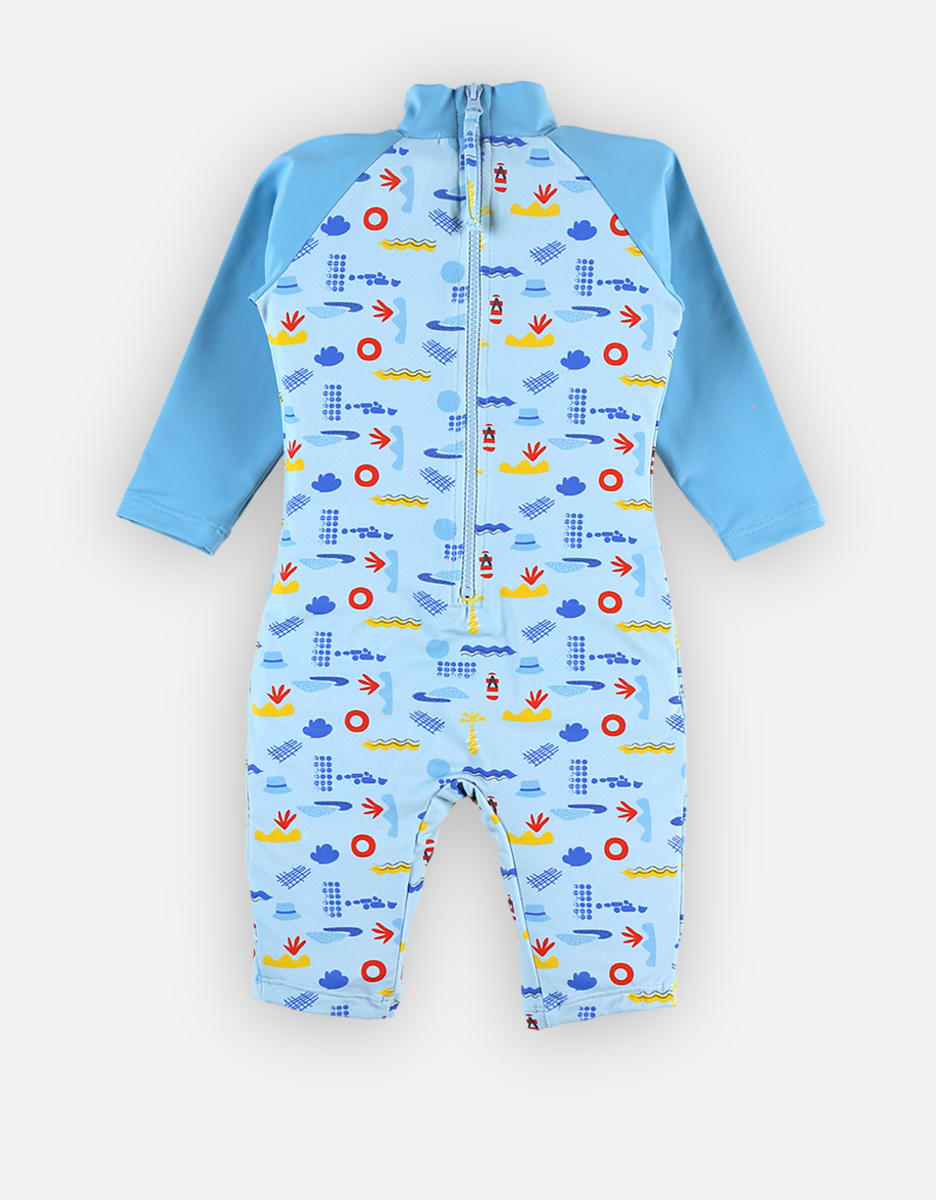 UV zwempak met prints, blauw