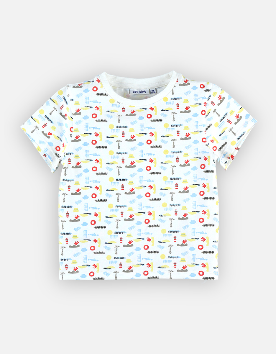 Jersey t-shirt with all over print, off-white
