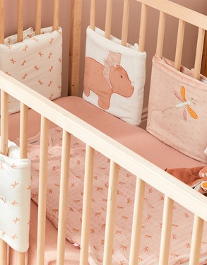 Bed- en parkomrander voor baby's ecru/poederroze