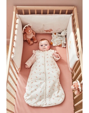 Gigoteuse 70 cm imprimé libellules en jersey, écru