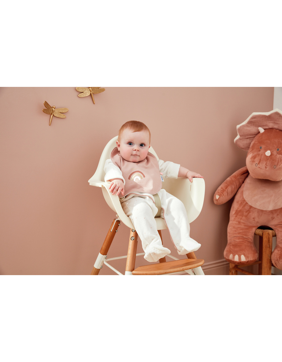 Set met 3 slabbetjes uit spons en Jersey, ecru/poederroze