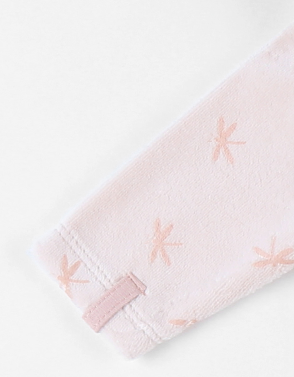 Pyjama 1 pièce imprimés libellules en velours, rose clair