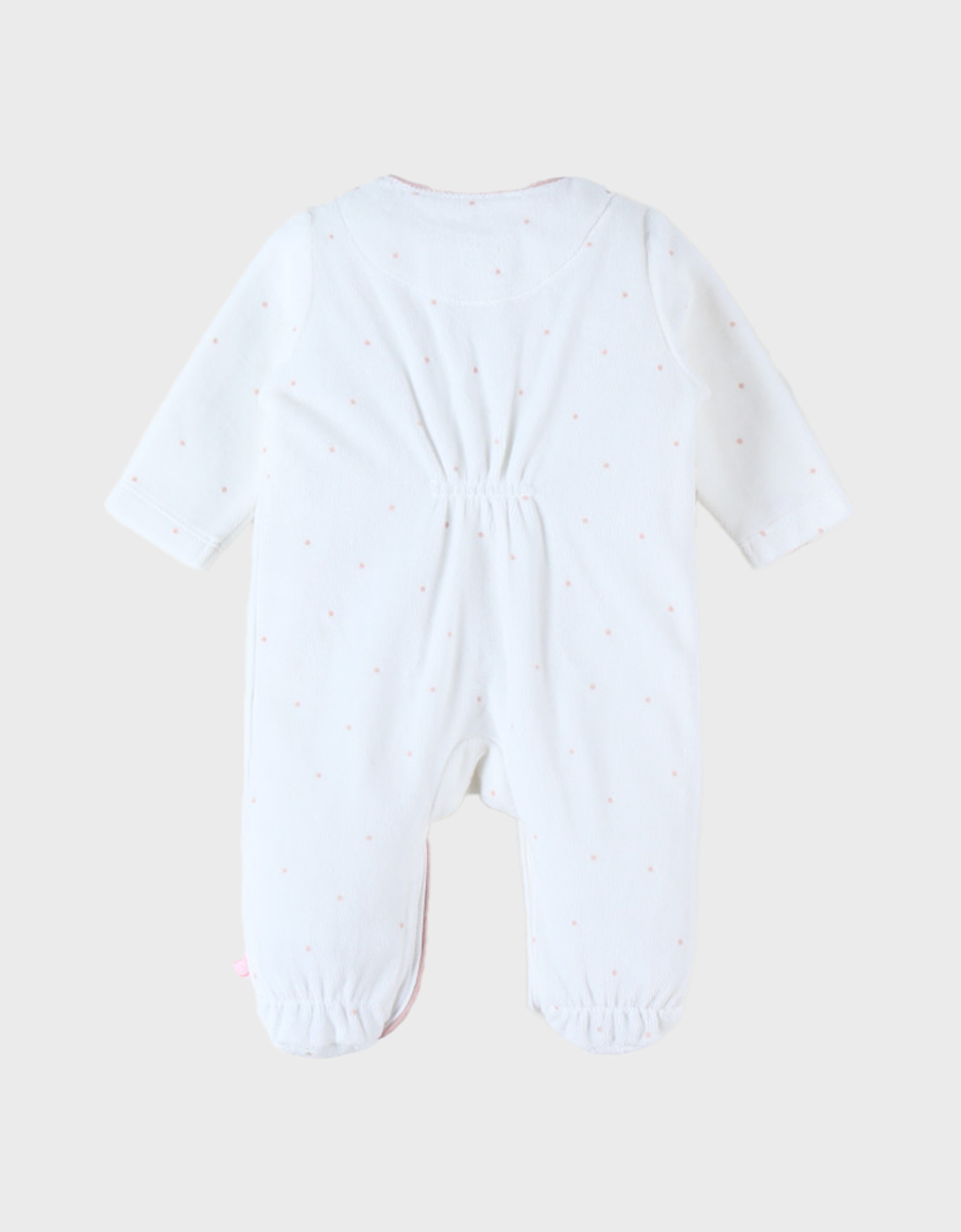 1-delige pyjama uit fluweel met Popsie, ecru