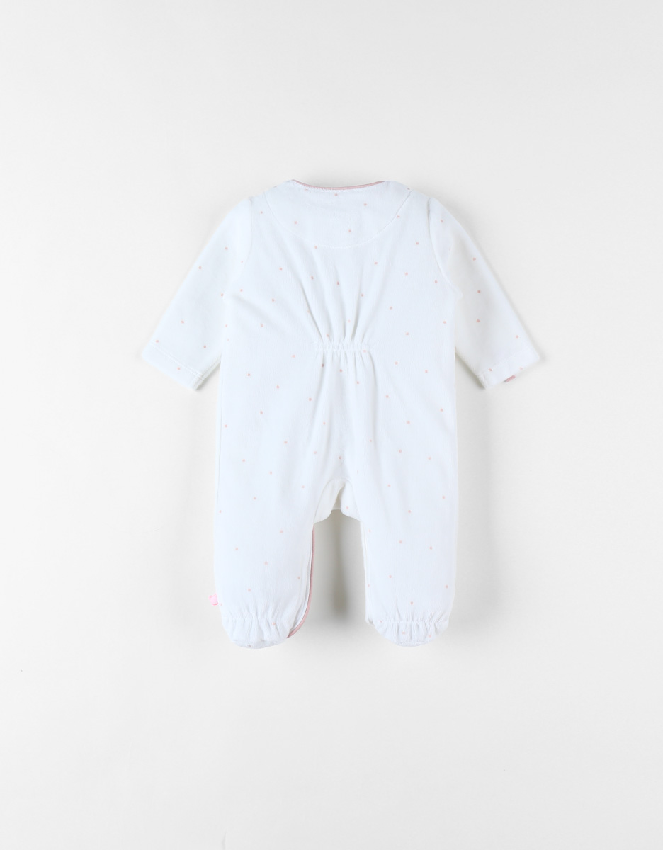 1-delige pyjama uit fluweel met Popsie, ecru