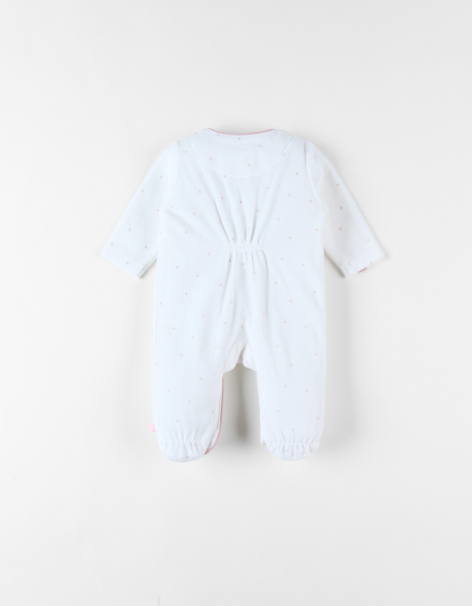 1-piece velvet pyjamas, with Popsie, ecru