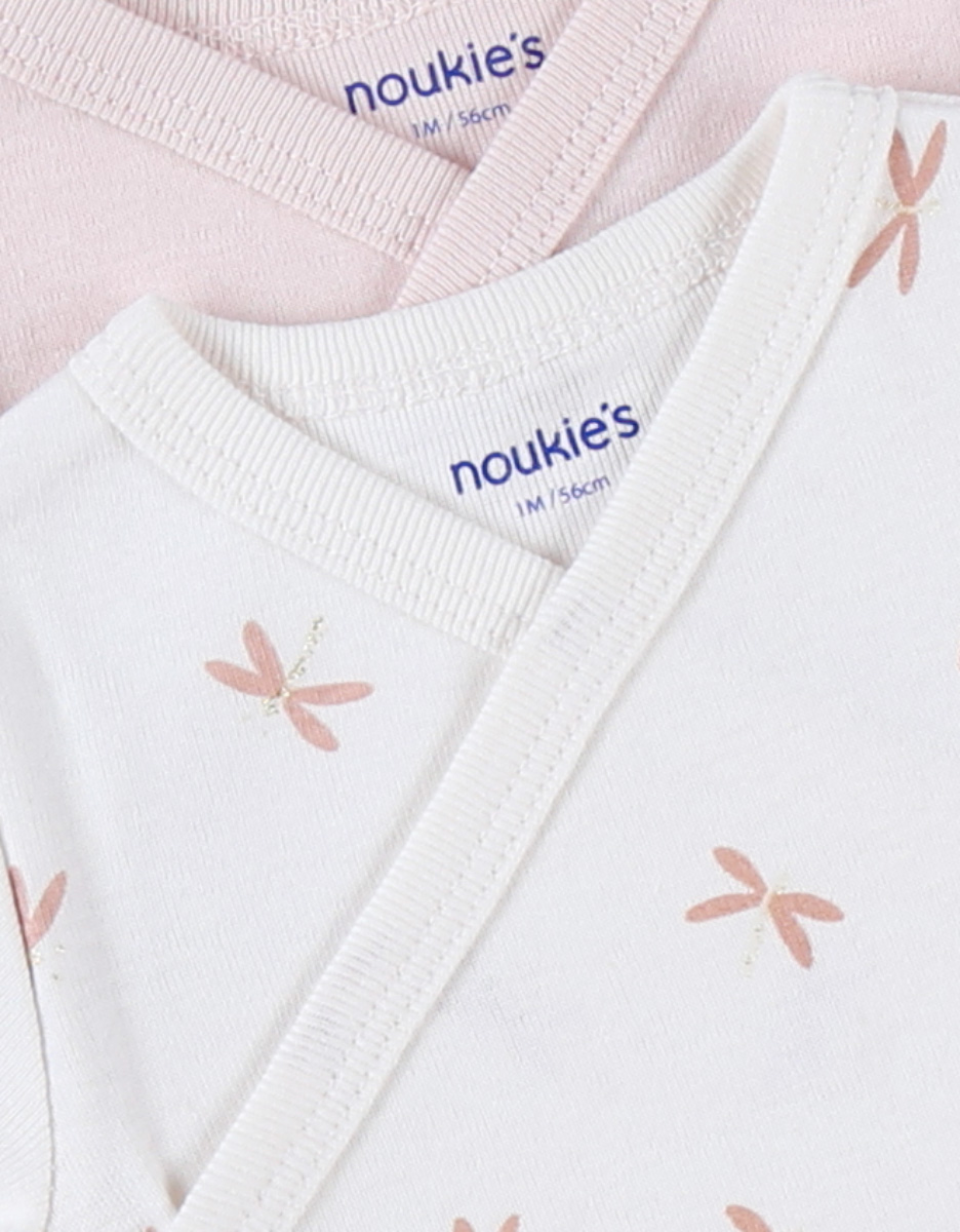 Lot de 2 bodies Popsie en coton, écru/rose clair