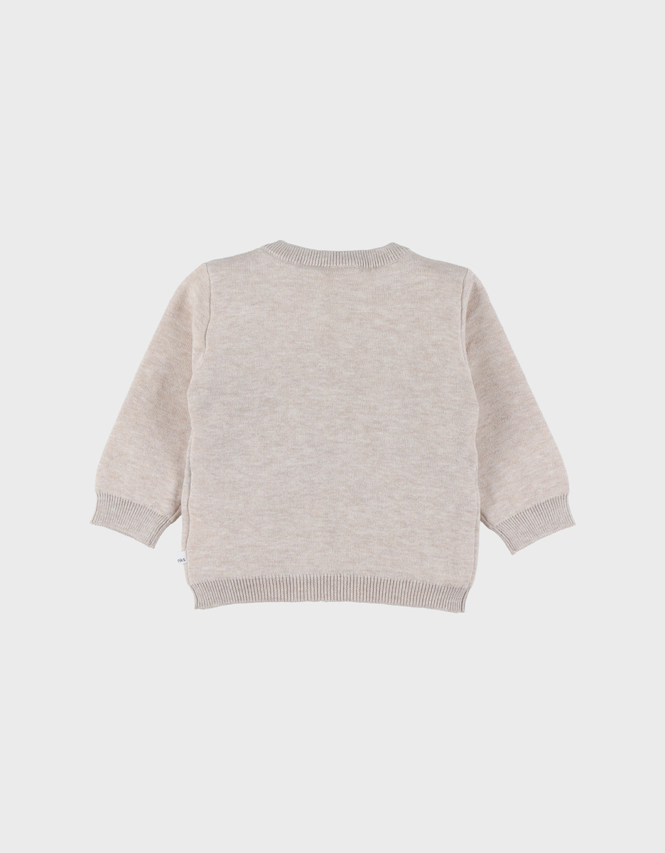 Grey knit sweater with zebra pattern
