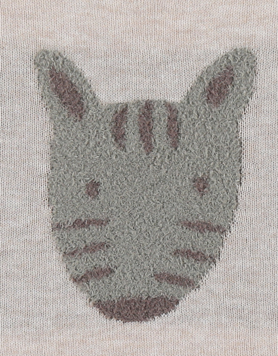 Grey knit sweater with zebra pattern
