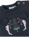 Pull en tricot bleu avec motif tigre