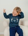 Blue knit sweater with tiger pattern
