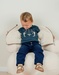 Blue knit sweater with tiger pattern
