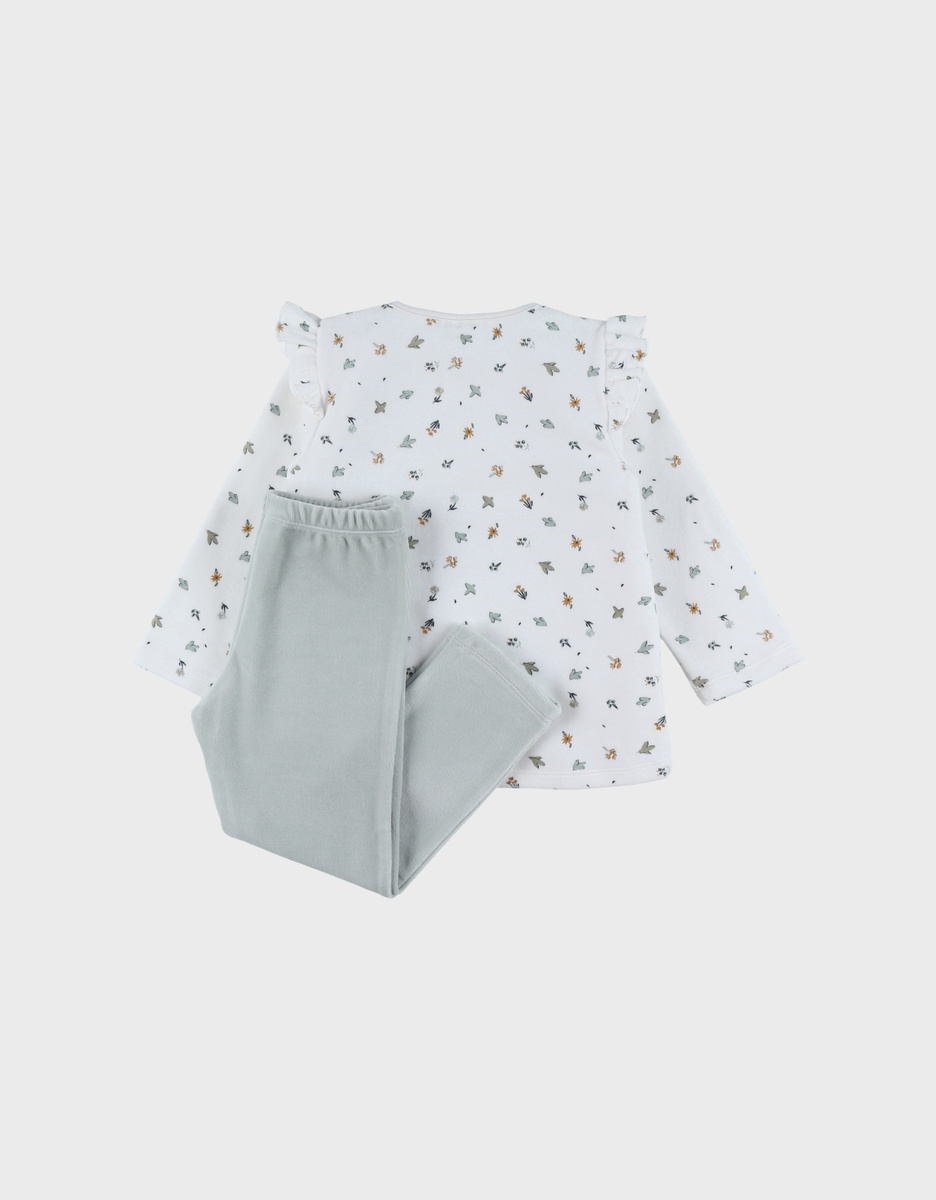 Pyjama van katoen en fluweel met bloemenprint
