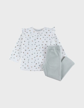 Pyjama van katoen en fluweel met bloemenprint
