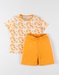 Jersey 2-delige pyjama met zonneprint, geel/ecru