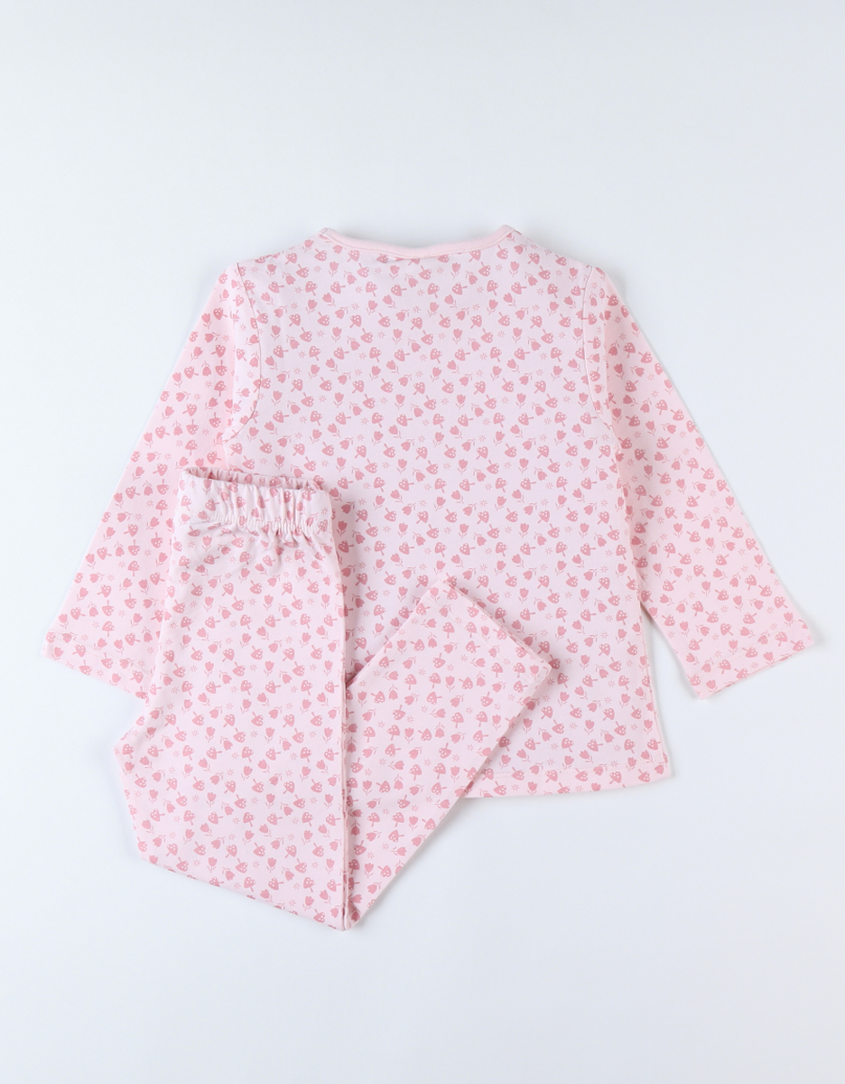 Pyjama 2 pièces à imprimé cœurs en jersey, rose clair