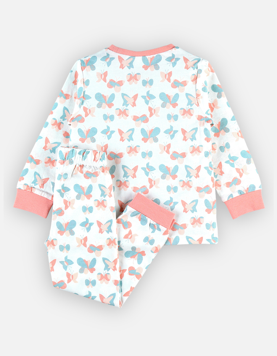 2-piece pyjamas with butterfly prints, white/pink