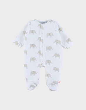 Pyjama en velours blanc imprimé éléphant Bali
