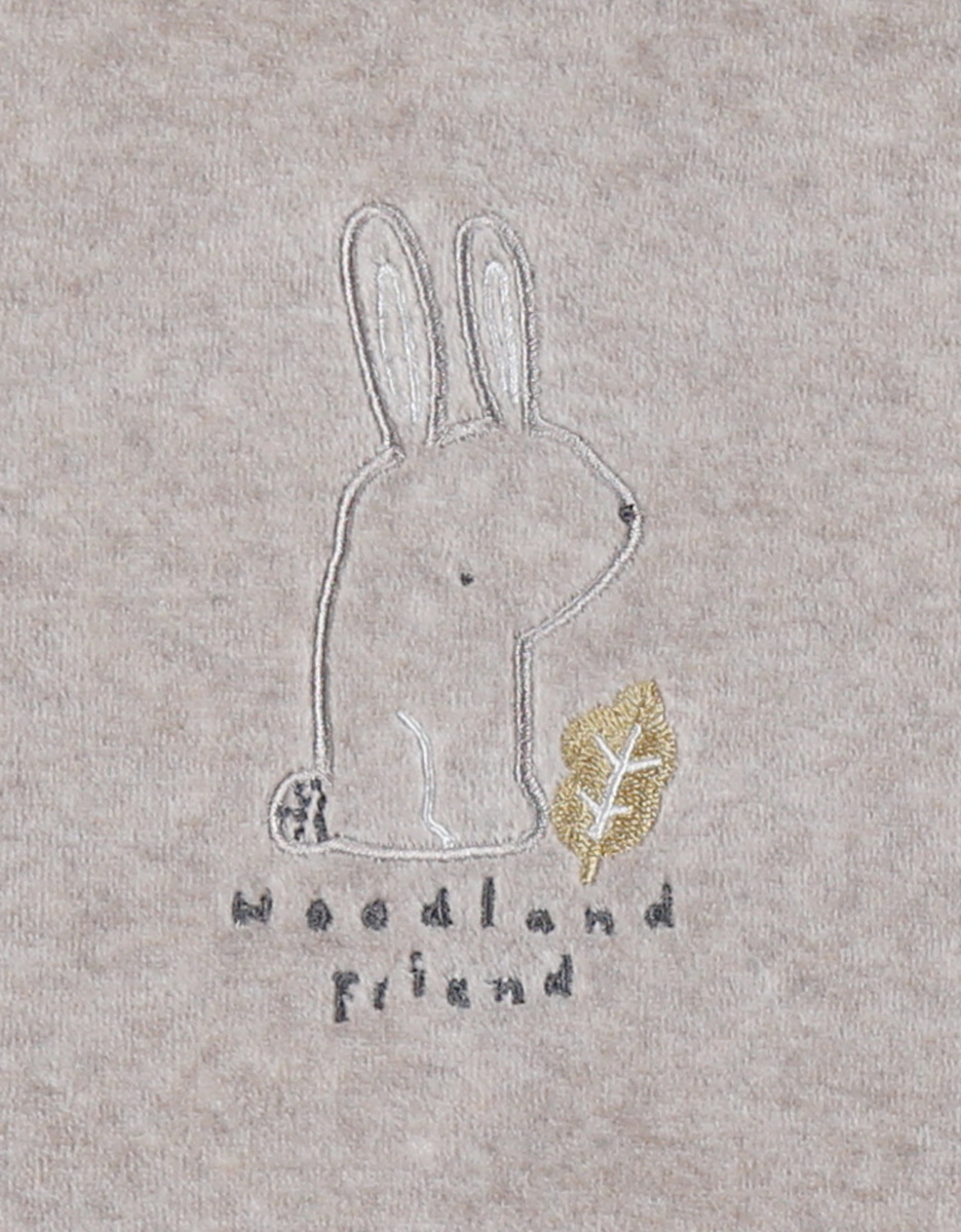 Pyjama bébé en velours beige brodé lapin
