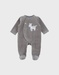 Pyjama bébé en velours kaki avec broderie zèbre
