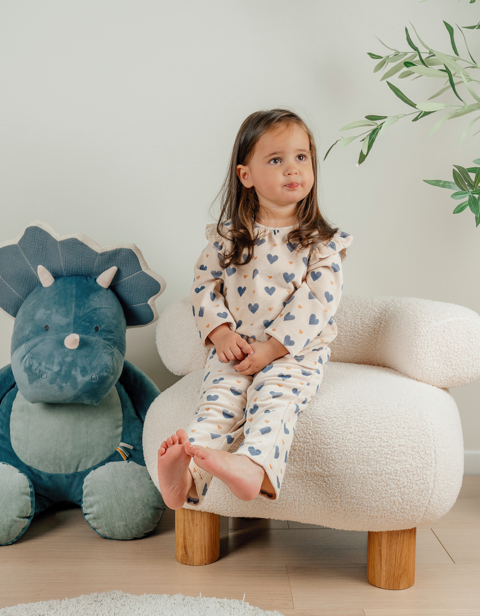 2-delige pyjama uit fluweel, roze