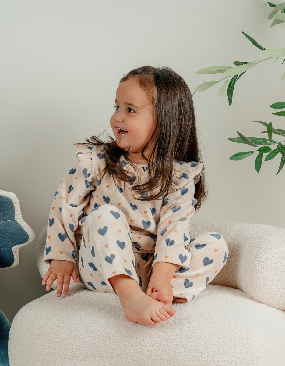 2-delige pyjama uit fluweel, roze