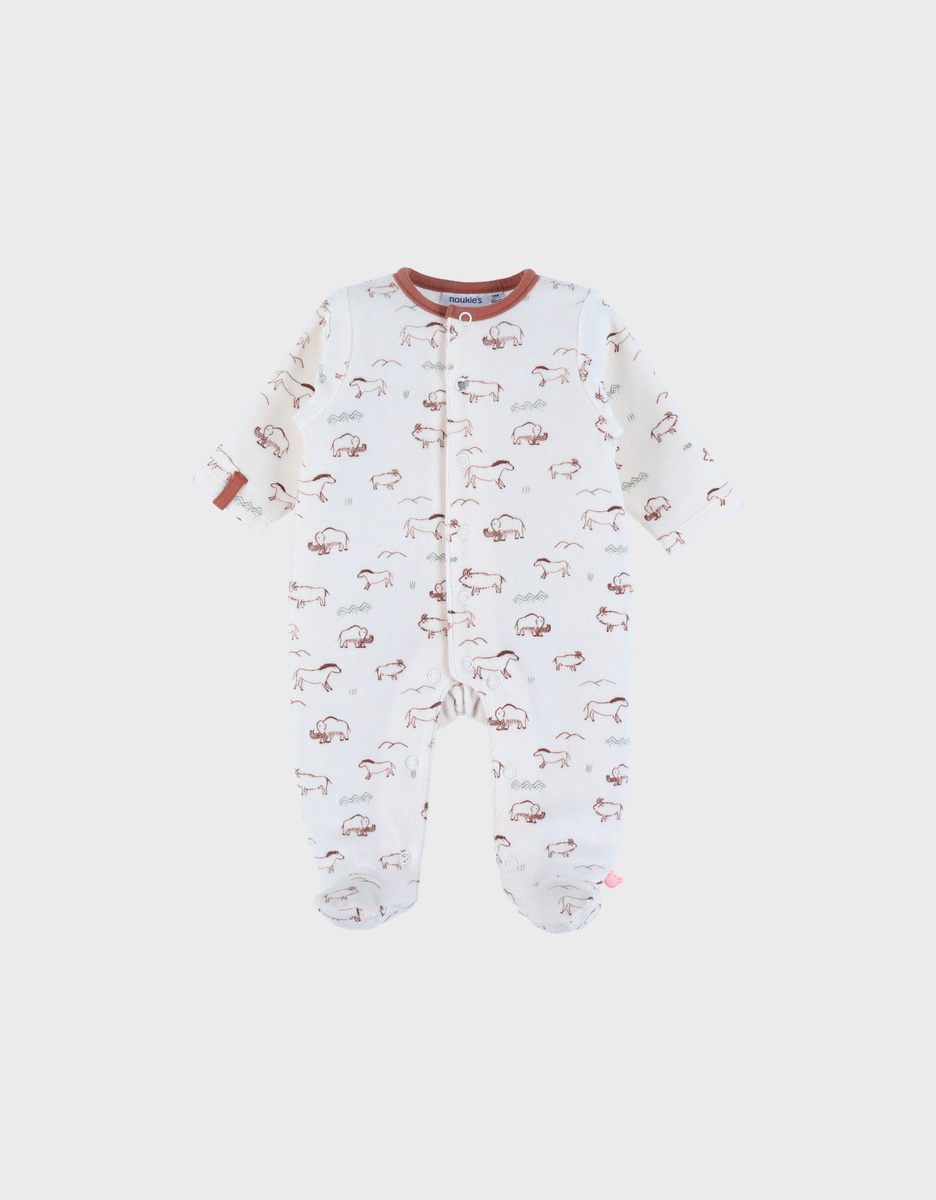Babypyjama met mammoetprint in fluweel
