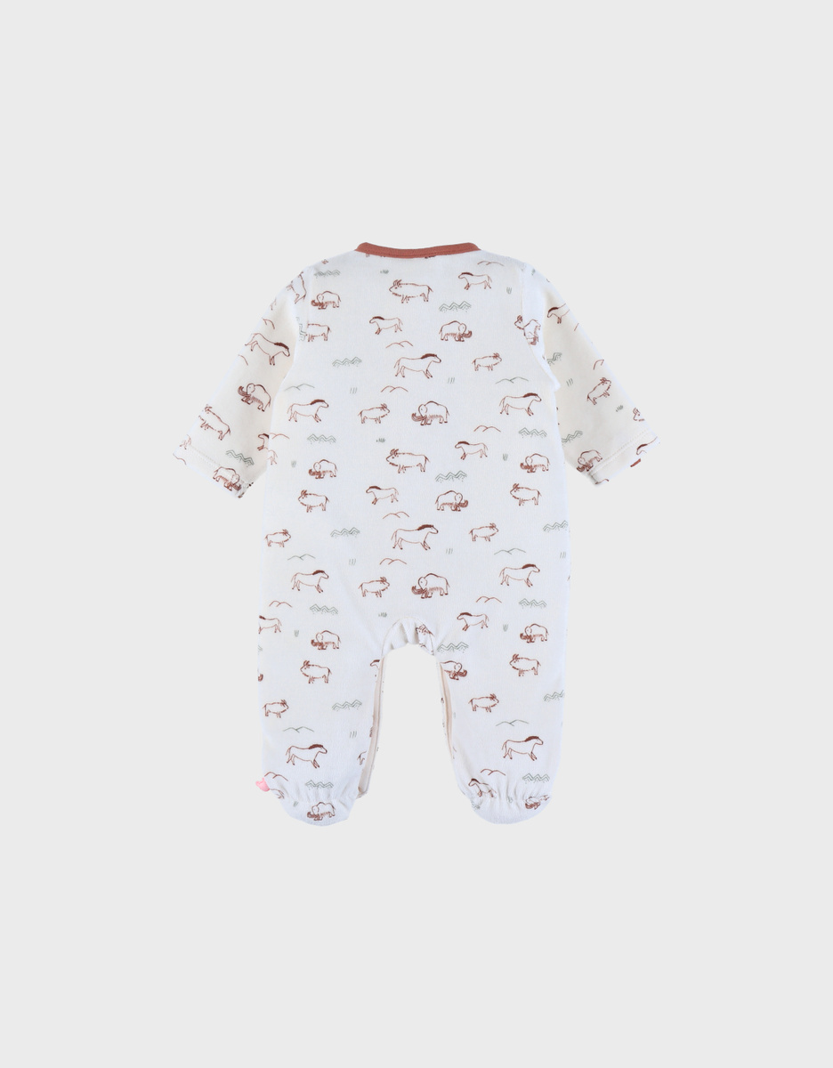 Babypyjama met mammoetprint in fluweel
