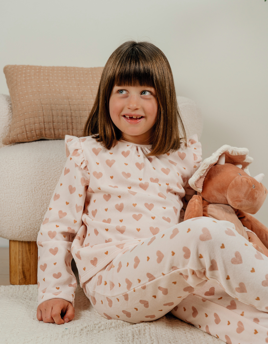 2-delige pyjama uit fluweel, roze