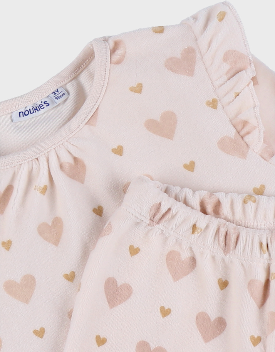 2-delige pyjama uit fluweel, roze
