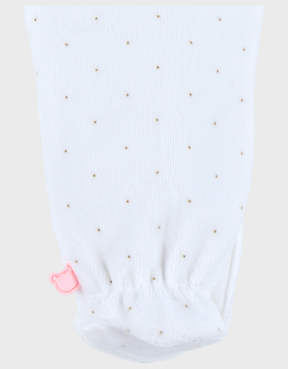 Baby pyjama van witte velours met vogelborduursel
