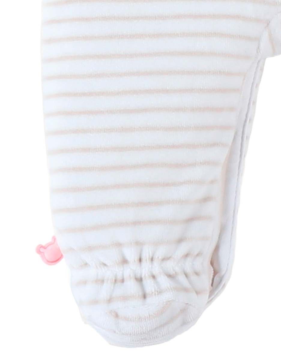 Fluwelen gestreepte 1-delige pyjama, ecru/greige