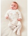Fluwelen gestreepte 1-delige pyjama, ecru/greige
