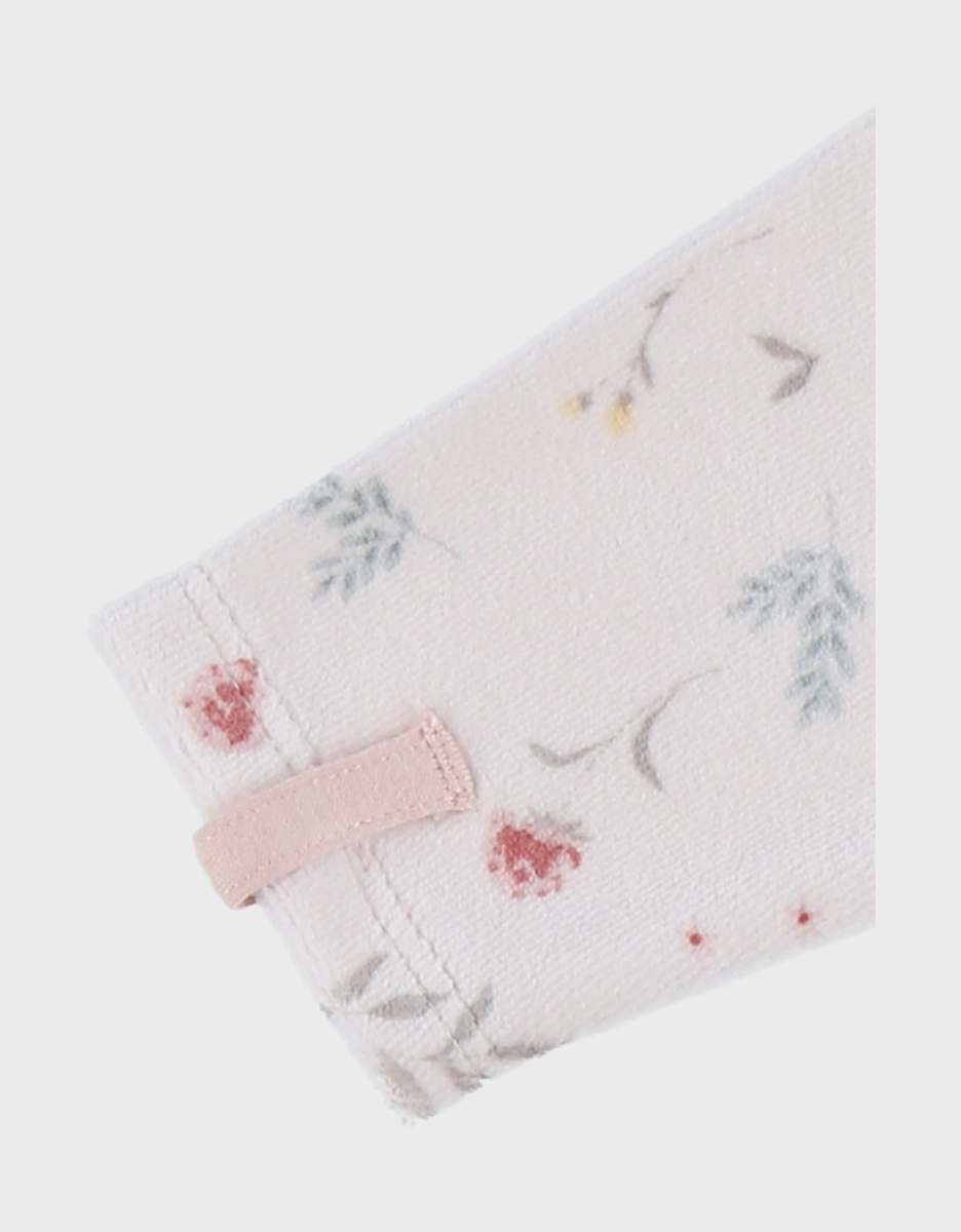 Pyjama bébé en velours rose pâle à fleurs et à volants