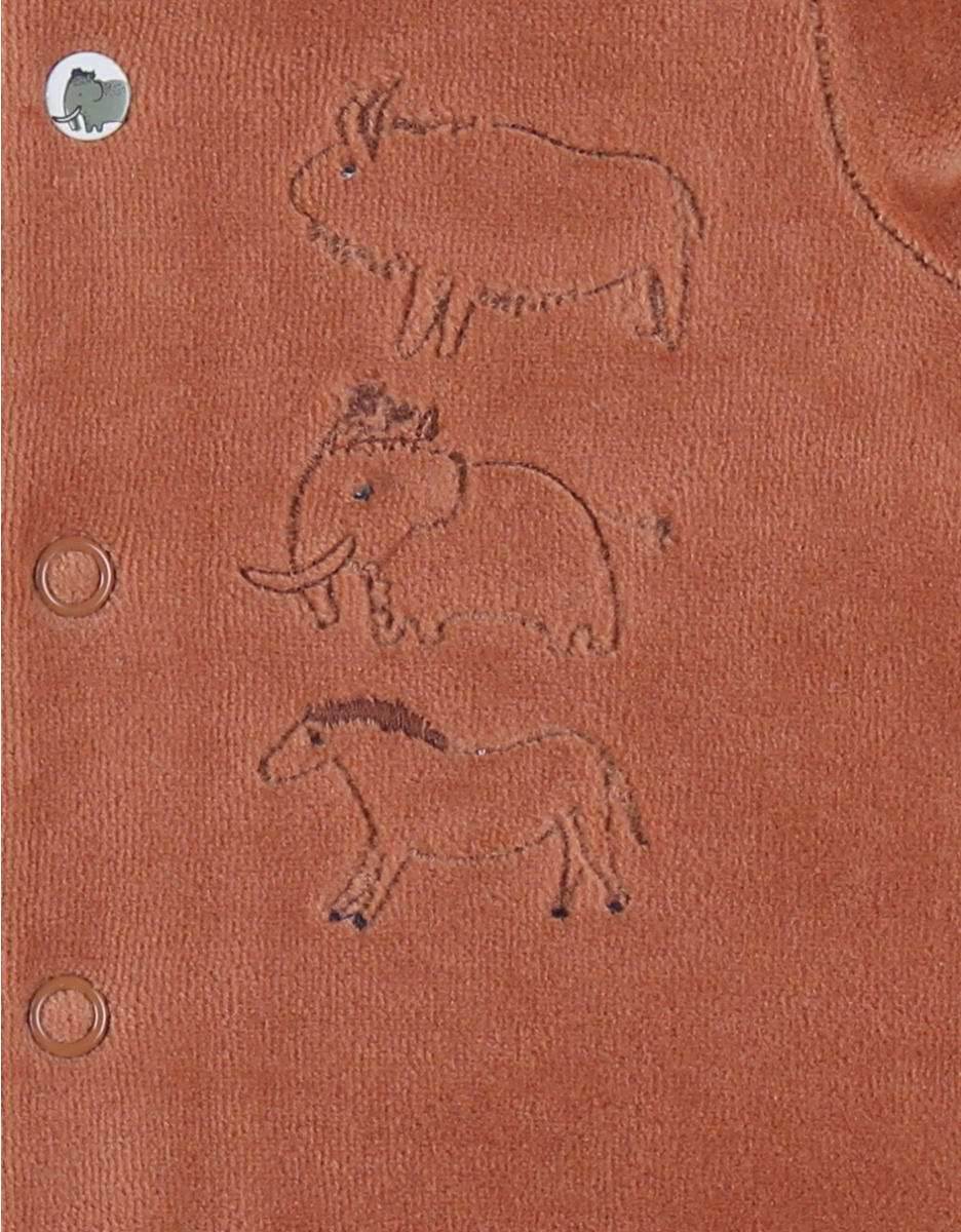 Pyjama bébé en velours avec broderie animale