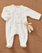 Velvet 1-piece pyjamas with bunny, off-white