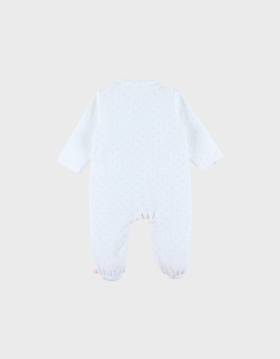 Baby pyjamas in white velour with bird embroidery
