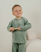 Green velvet pyjama set with mammoth embroidery
