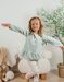 Pyjamaset van velours in groen en roze
