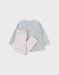 Pyjamaset van velours in groen en roze
