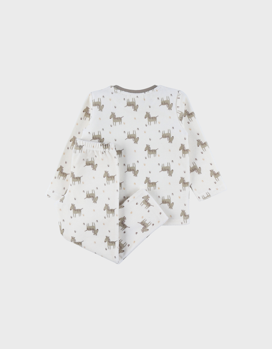 Fluwelen pyjamaset met zebrapatroon
