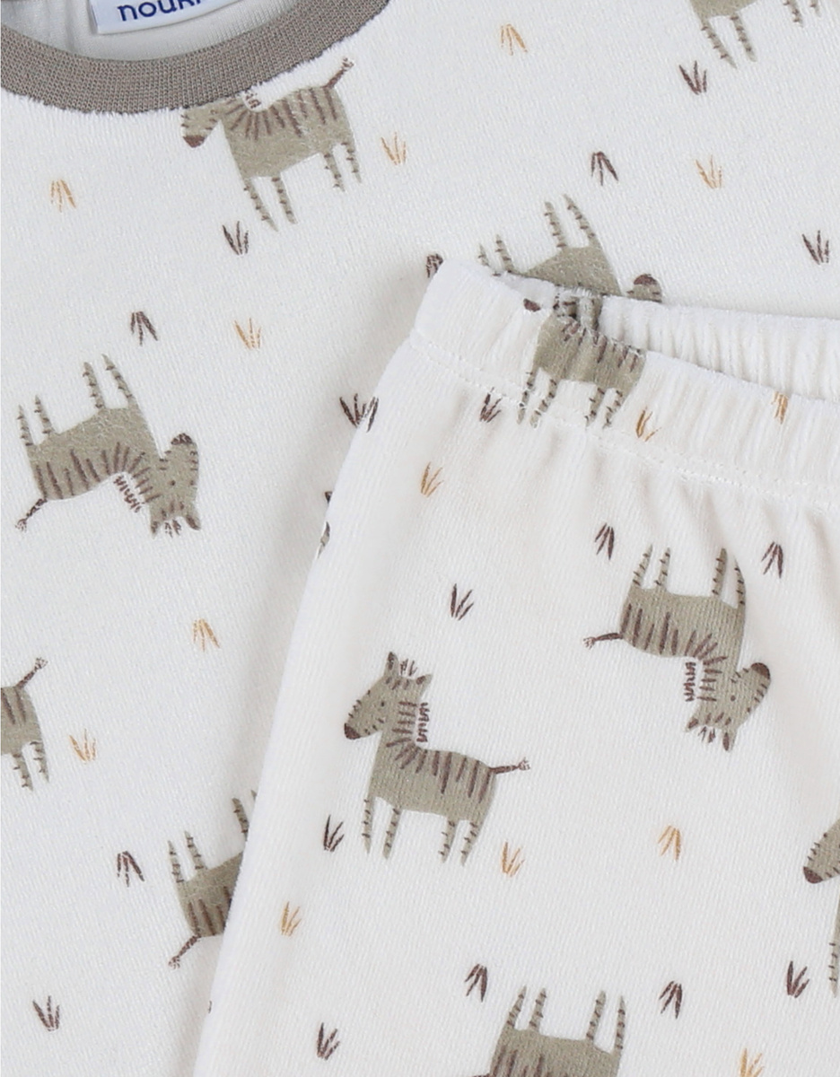 Fluwelen pyjamaset met zebrapatroon
