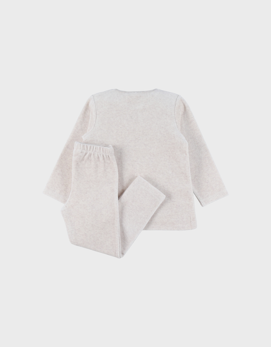 2-delige pyjama uit fluweel, lichtroze