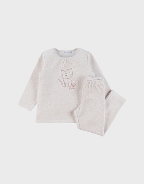 2-delige pyjama uit fluweel, lichtroze