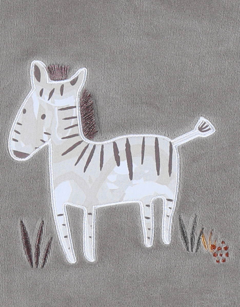 Kaki velours pyjamaset met zebraprint
