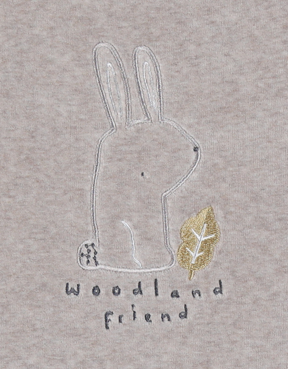 Beige velour pyjamas set with embroidered bunny
