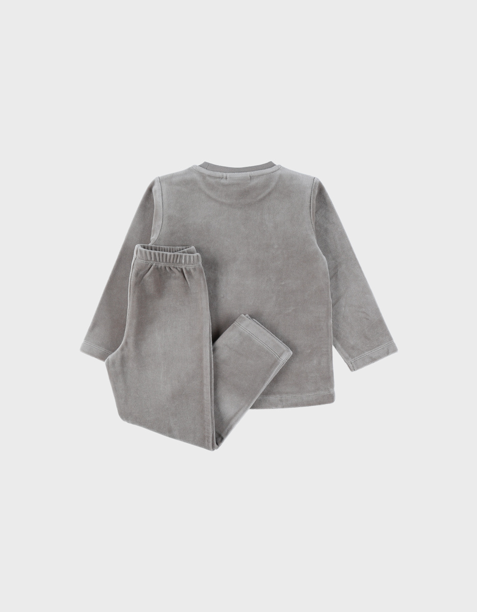 Khaki velour pyjama set with zebra print
